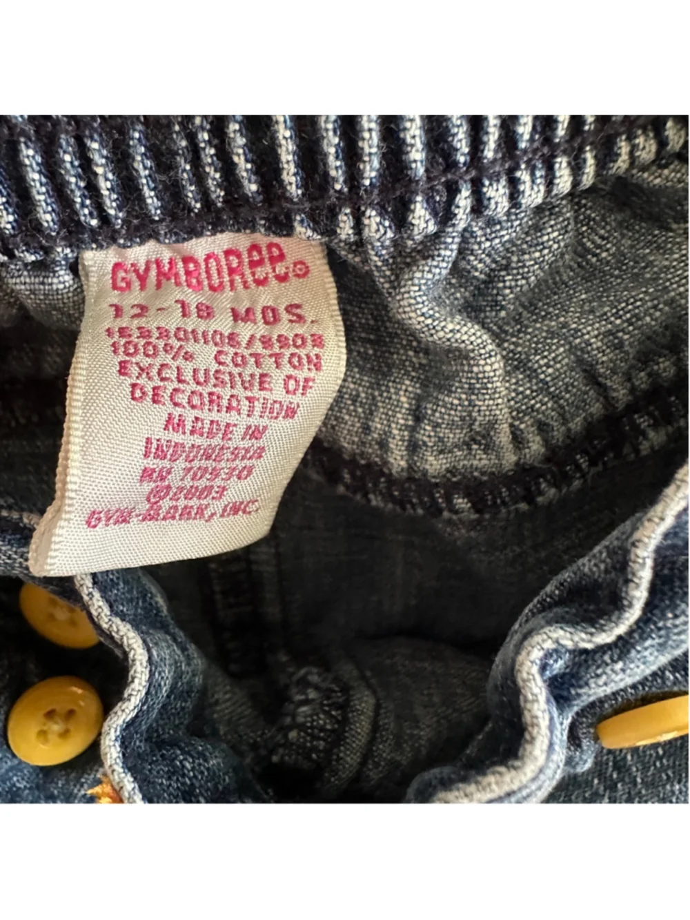 Gymboree Baby Jeans 12-18 Months Blue Floral Embroidered Yellow Trim